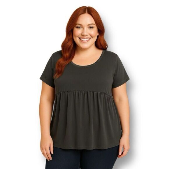 Torrid Gray Babydoll Peplum Top Empire Waist Flowy Casual Whimsigoth Romantic 3X - Picture 1 of 10